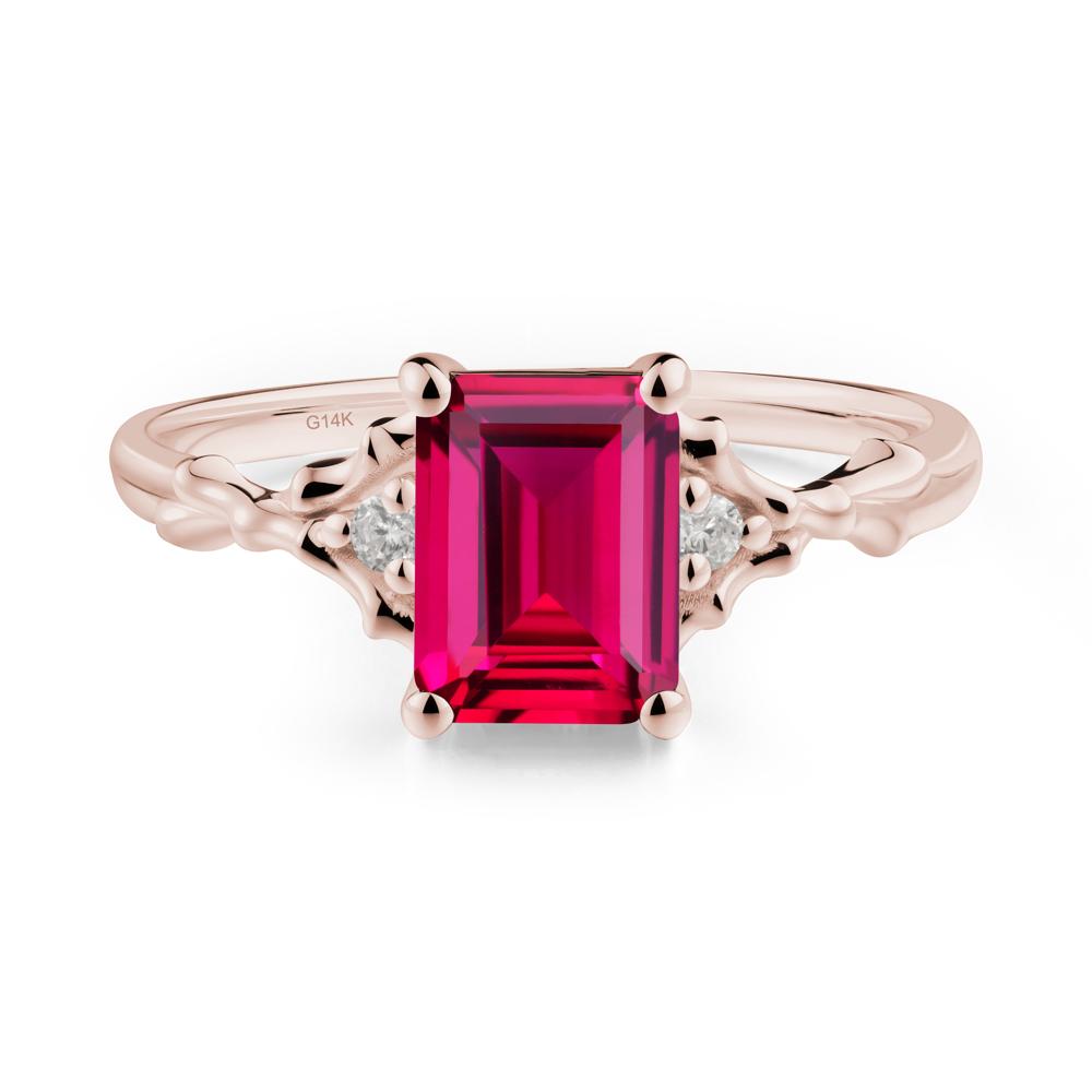Thorn Twig Emerald Cut Ruby Ring - LUO Jewelry #metal_14k rose gold