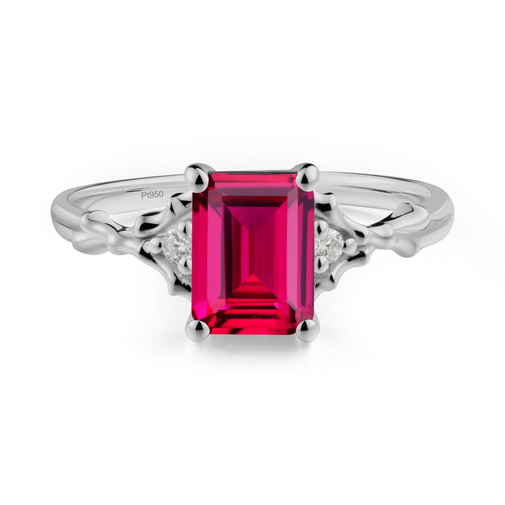 Thorn Twig Emerald Cut Ruby Ring - LUO Jewelry #metal_platinum