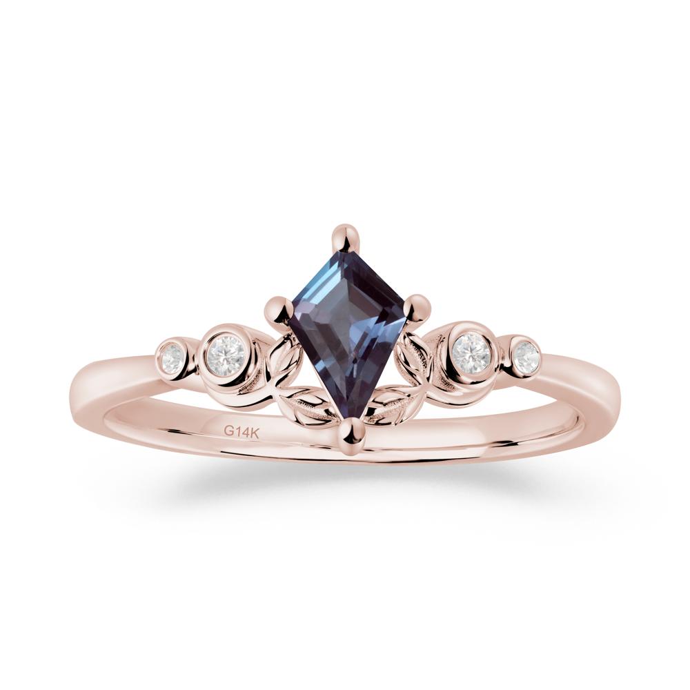 Dainty Kite Cut Alexandrite Leaf Engagement Ring - LUO Jewelry #metal_14k rose gold