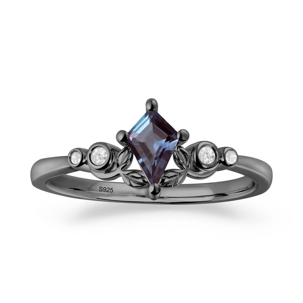 Dainty Kite Cut Alexandrite Leaf Engagement Ring - LUO Jewelry #metal_black finish sterling silver