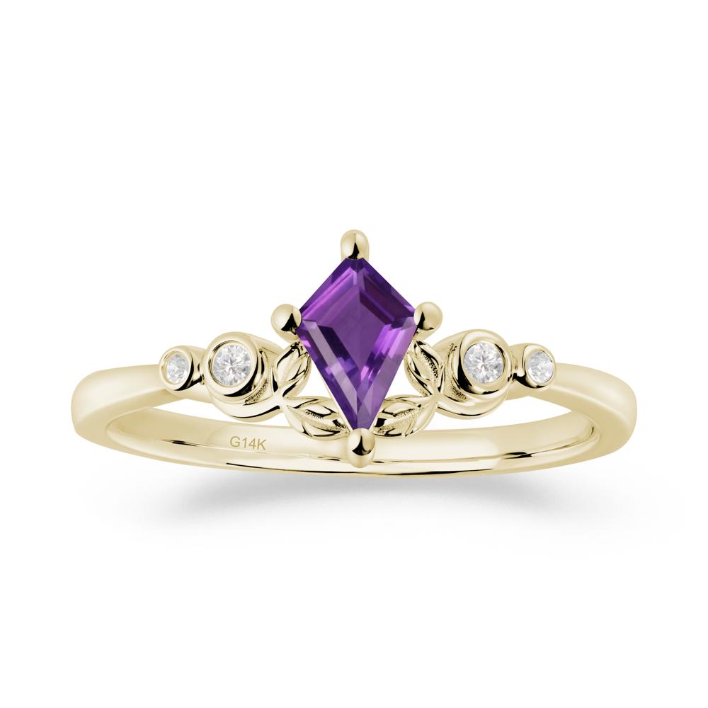 Nature Inspired Amethyst Leaf Wedding Ring - LUO Jewelry #metal_14k yellow gold