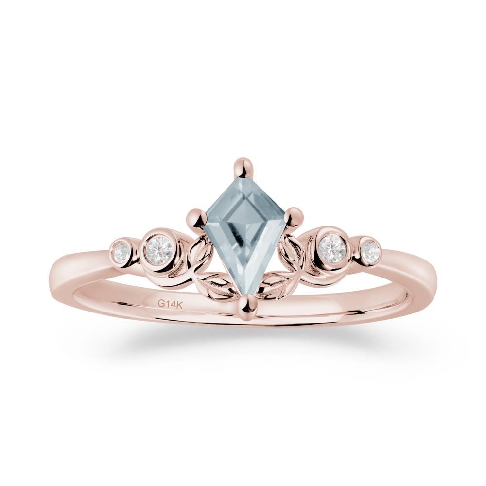 Vintage Leaf Aquamarine Ring for Women - LUO Jewelry #metal_14k rose gold