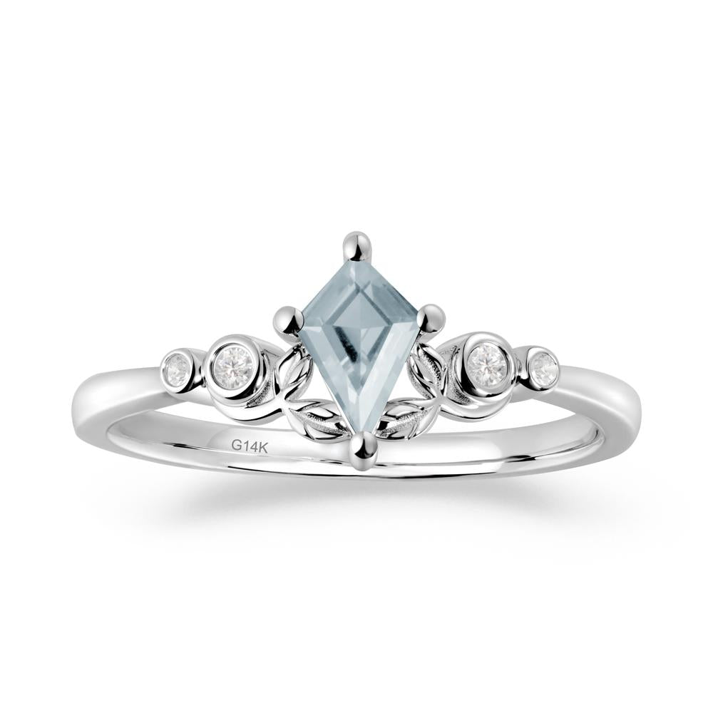 Vintage Leaf Aquamarine Ring for Women - LUO Jewelry #metal_14k white gold
