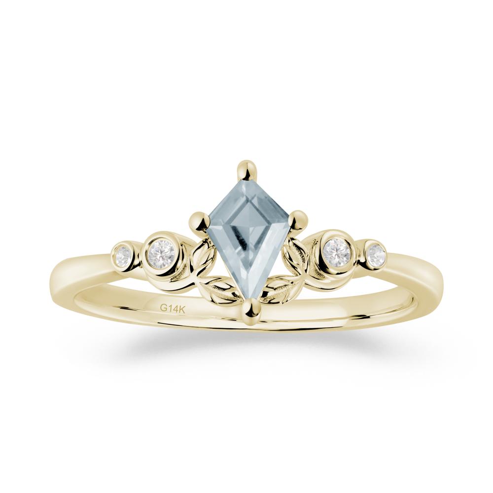 Vintage Leaf Aquamarine Ring for Women - LUO Jewelry #metal_14k yellow gold