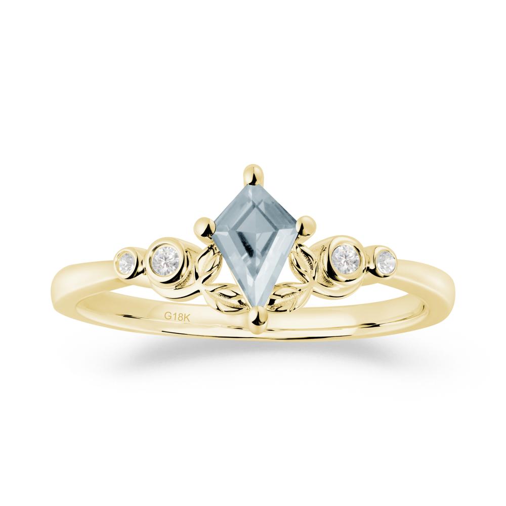 Vintage Leaf Aquamarine Ring for Women - LUO Jewelry #metal_18k yellow gold