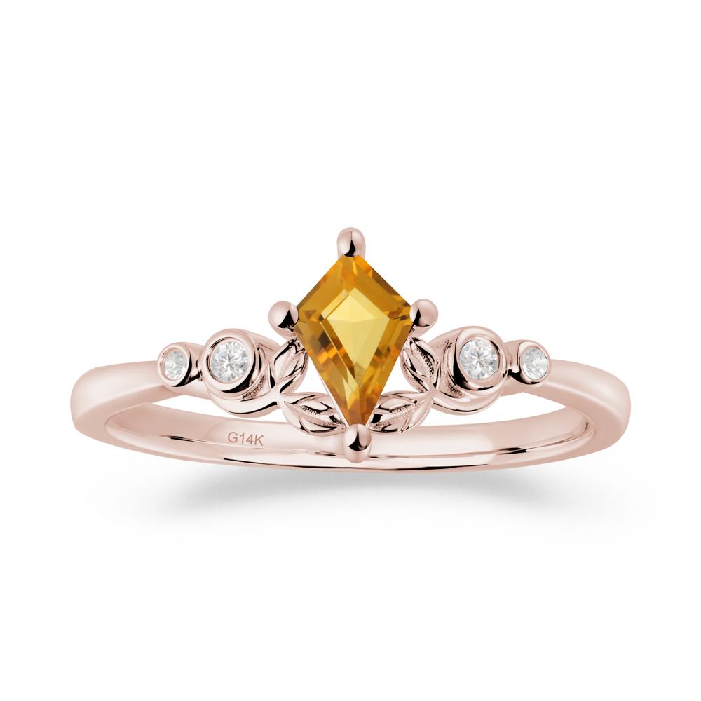 Dainty Kite Cut Citrine Leaf Engagement Ring - LUO Jewelry #metal_14k rose gold