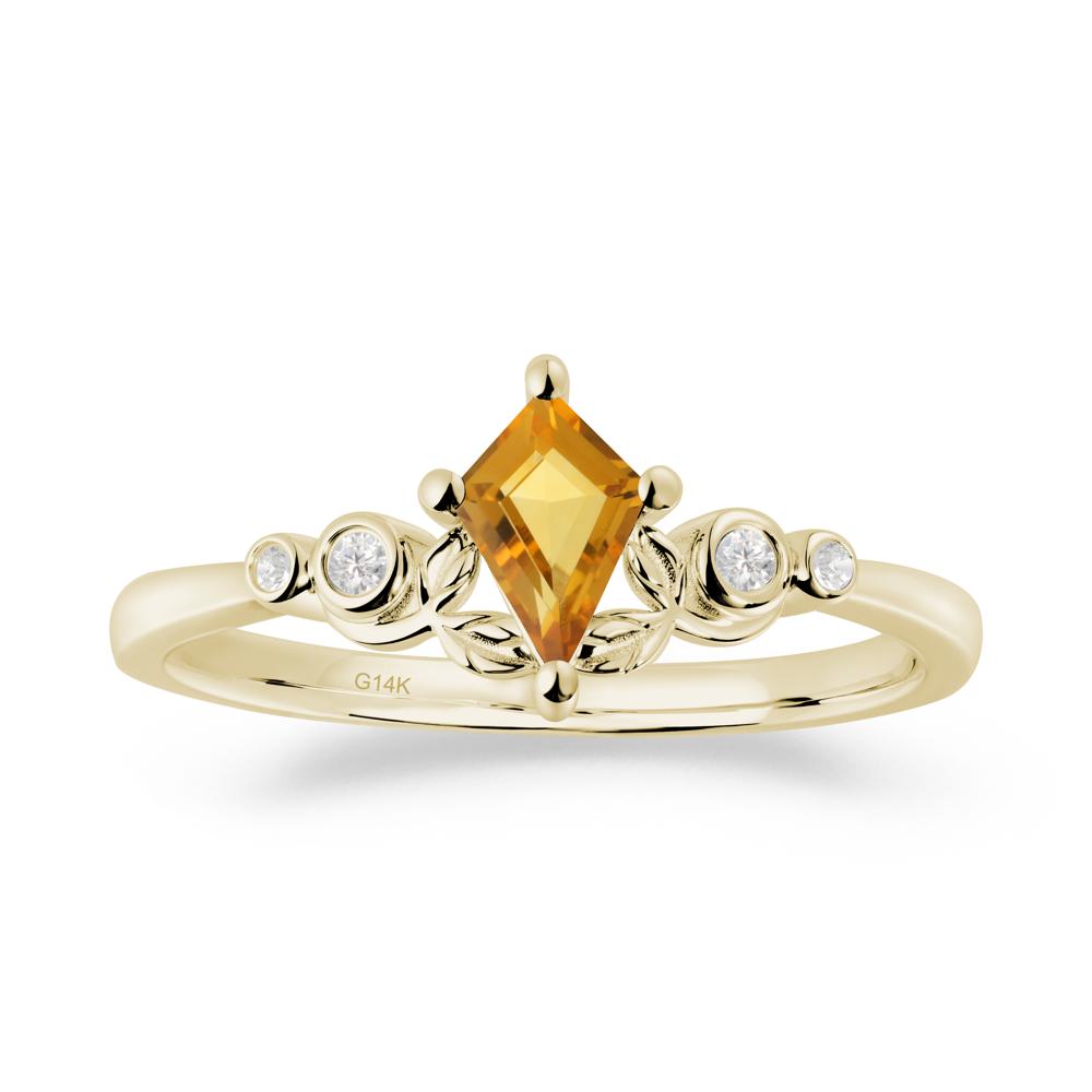Dainty Kite Cut Citrine Leaf Engagement Ring - LUO Jewelry #metal_14k yellow gold