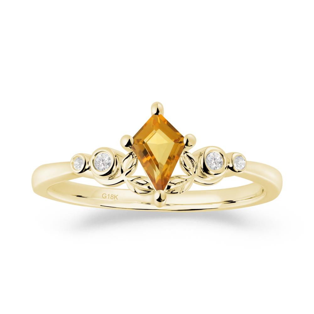 Dainty Kite Cut Citrine Leaf Engagement Ring - LUO Jewelry #metal_18k yellow gold