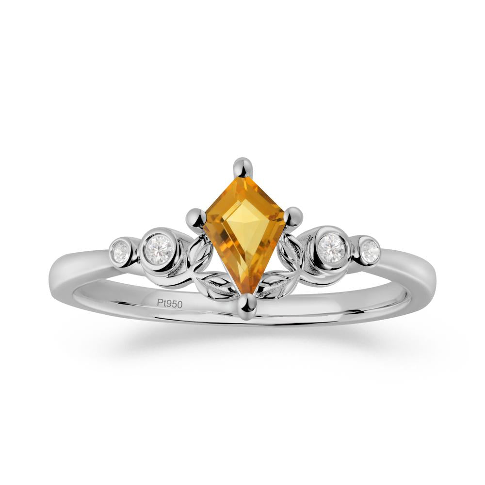 Dainty Kite Cut Citrine Leaf Engagement Ring - LUO Jewelry #metal_platinum