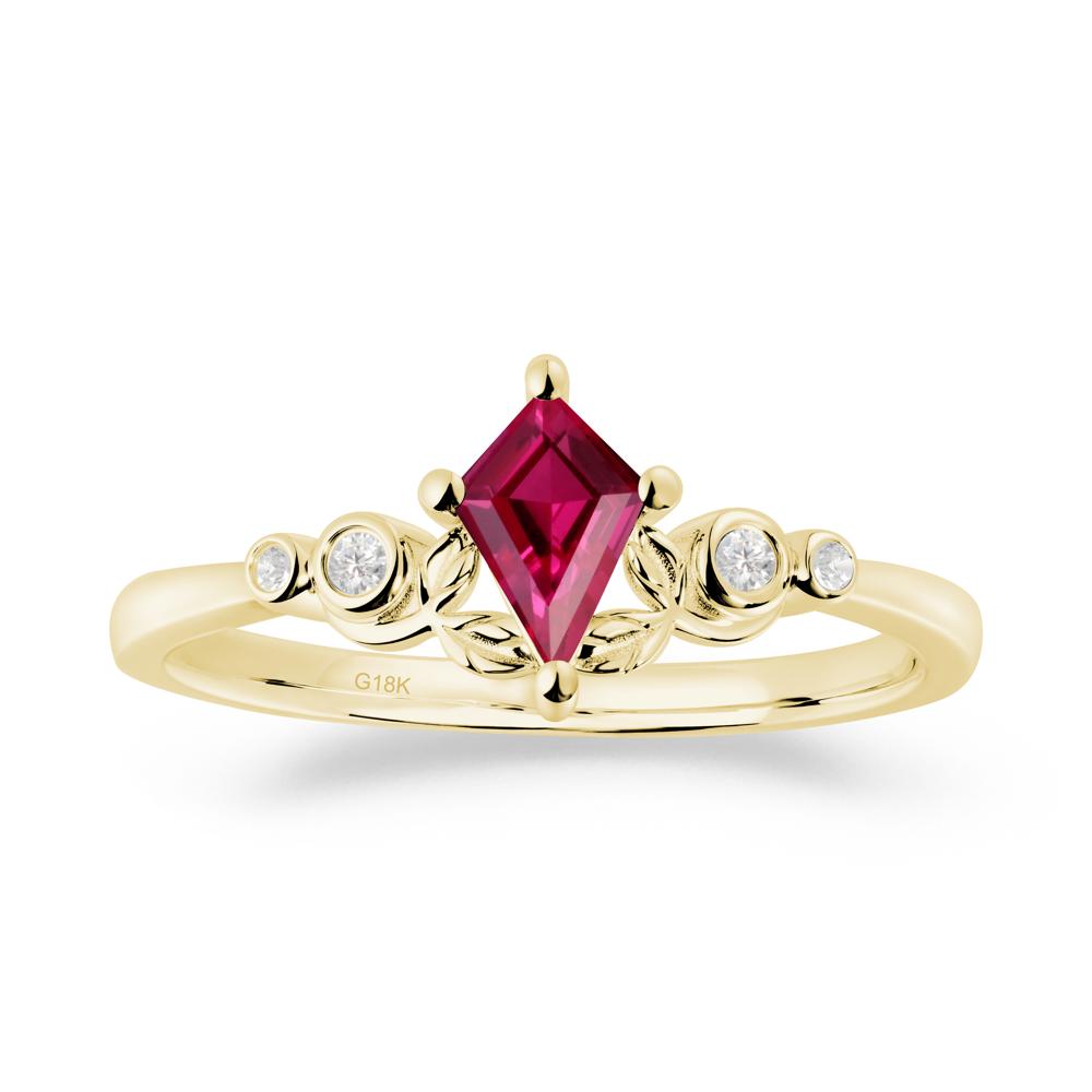 Dainty Kite Cut Ruby Leaf Engagement Ring - LUO Jewelry #metal_18k yellow gold