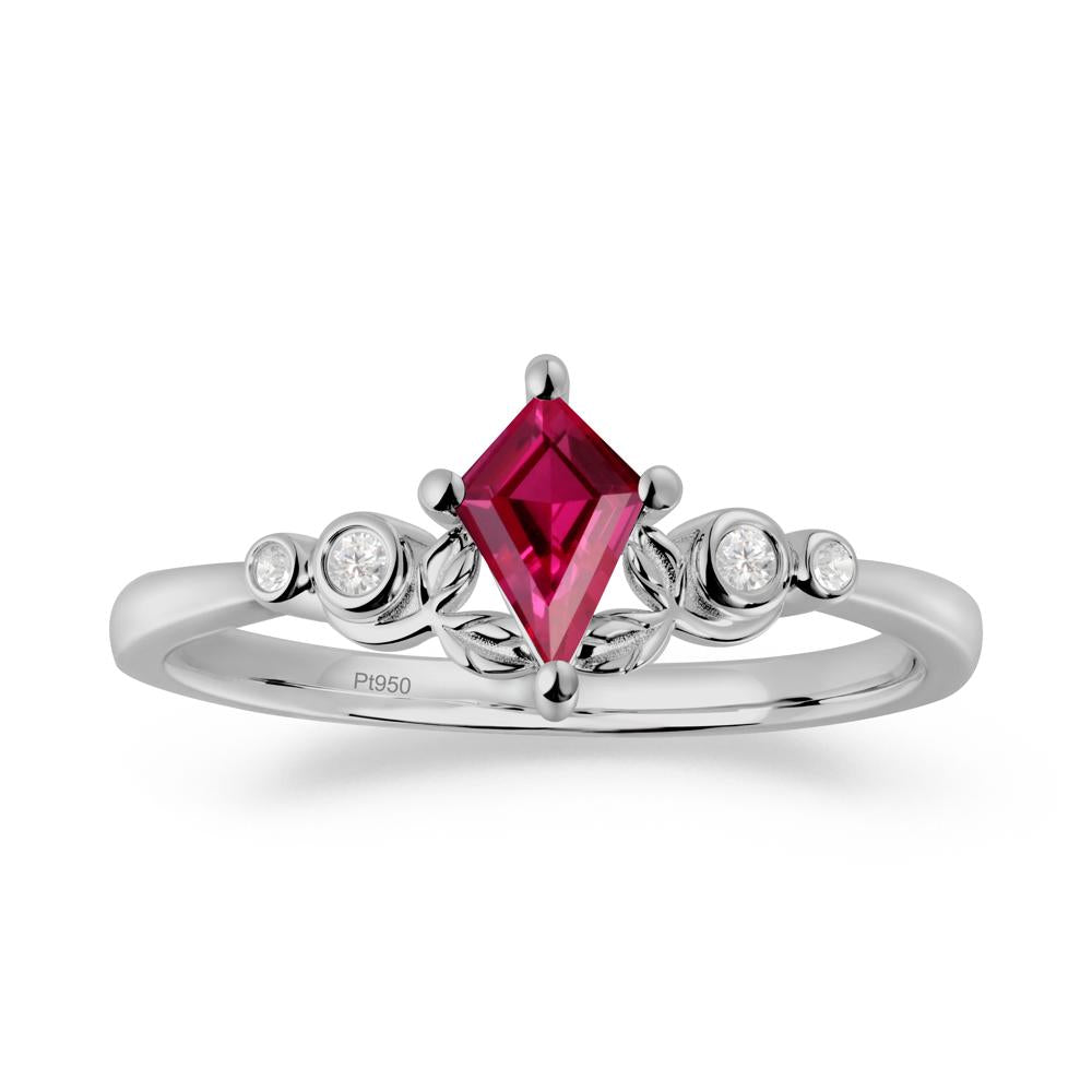 Dainty Kite Cut Ruby Leaf Engagement Ring - LUO Jewelry #metal_platinum