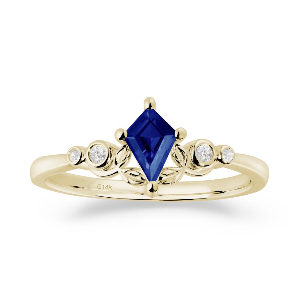 Nature Inspired Sapphire Leaf Wedding Ring - LUO Jewelry #metal_14k yellow gold