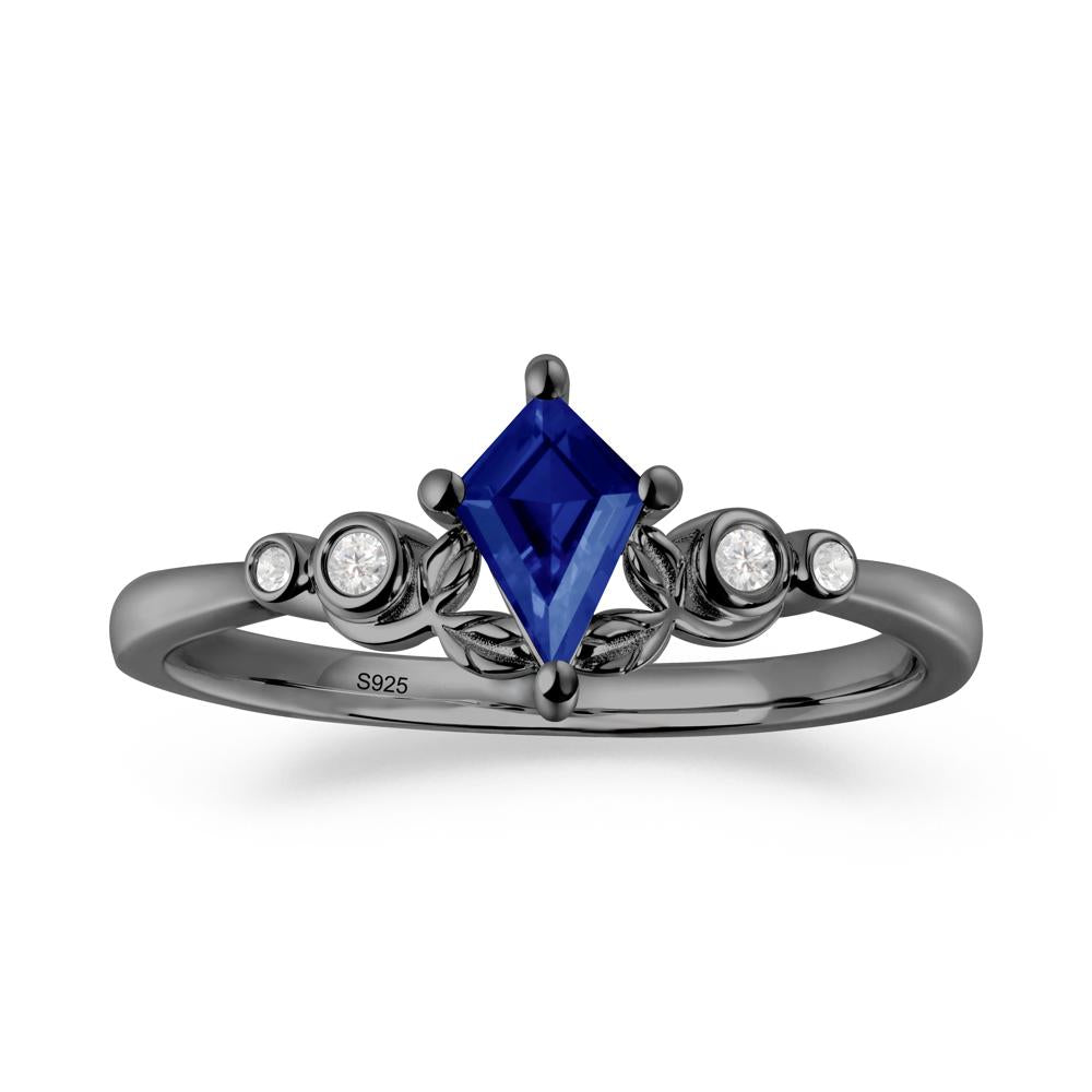 Nature Inspired Sapphire Leaf Wedding Ring - LUO Jewelry #metal_black finish sterling silver