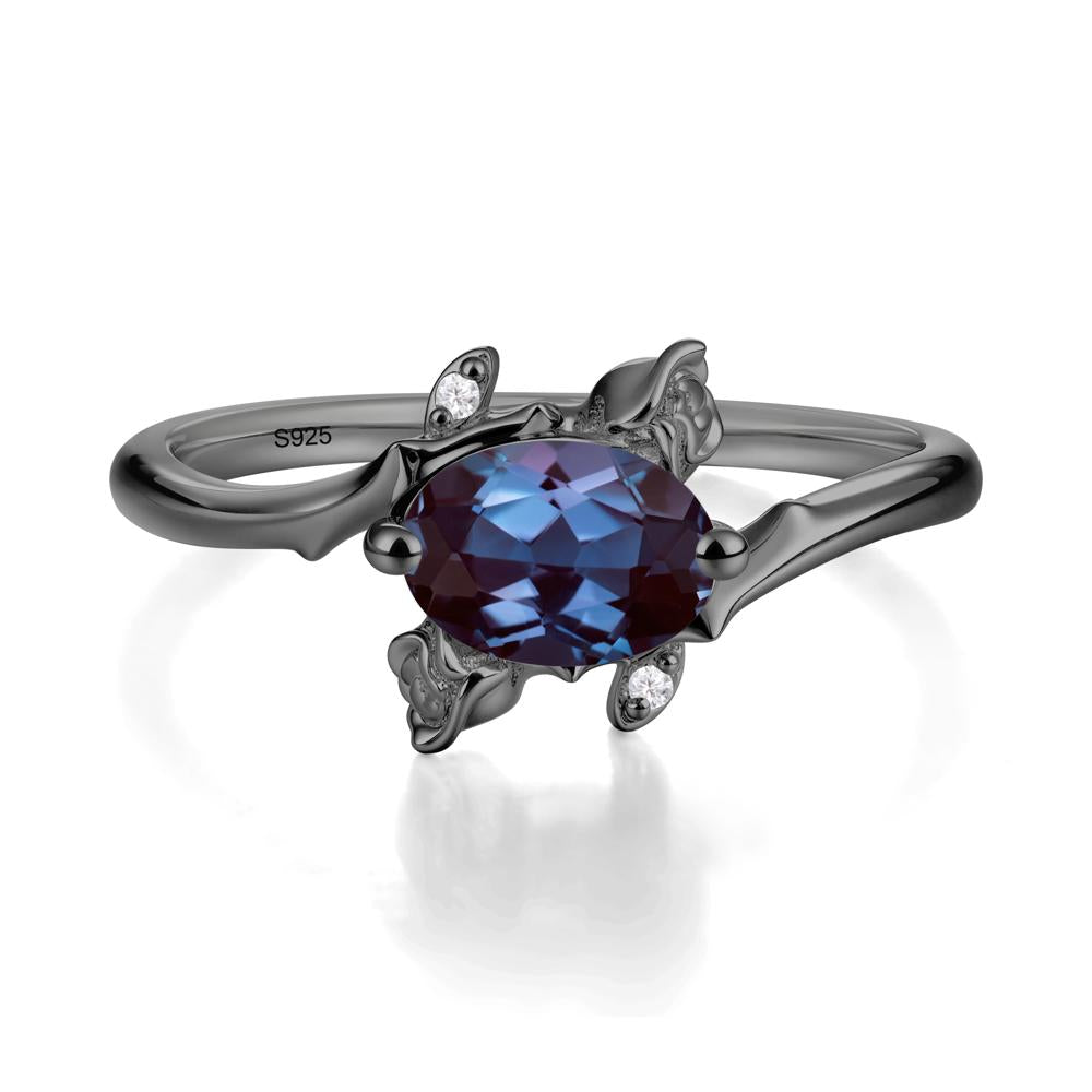 Romantic Floral Alexandrite Ring - LUO Jewelry #metal_black finish sterling silver
