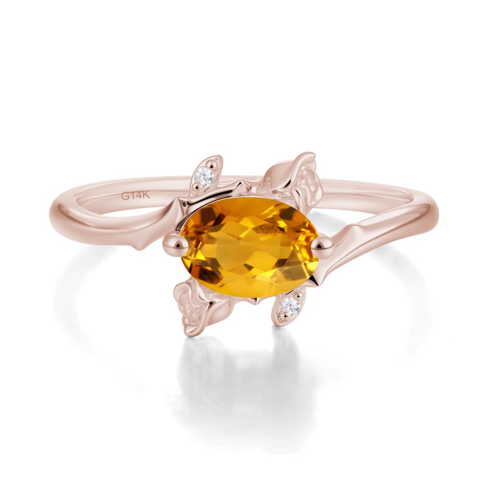 Floral Oval Cut Citrine Engagement Ring - LUO Jewelry #metal_14k rose gold