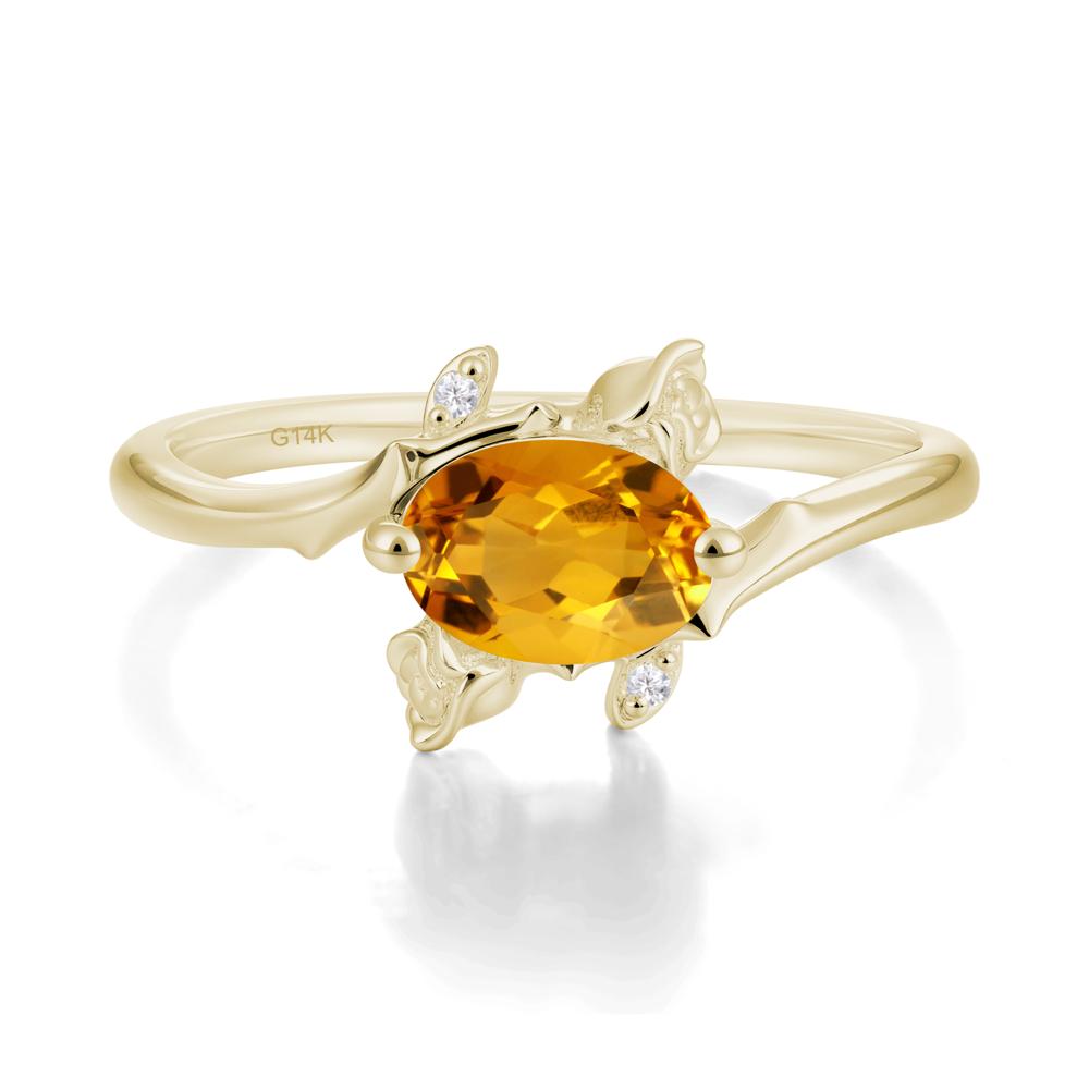 Floral Oval Cut Citrine Engagement Ring - LUO Jewelry #metal_14k yellow gold