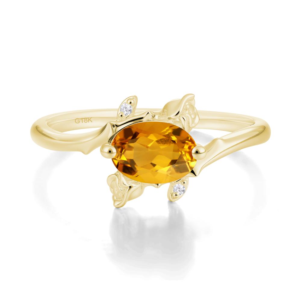 Floral Oval Cut Citrine Engagement Ring - LUO Jewelry #metal_18k yellow gold