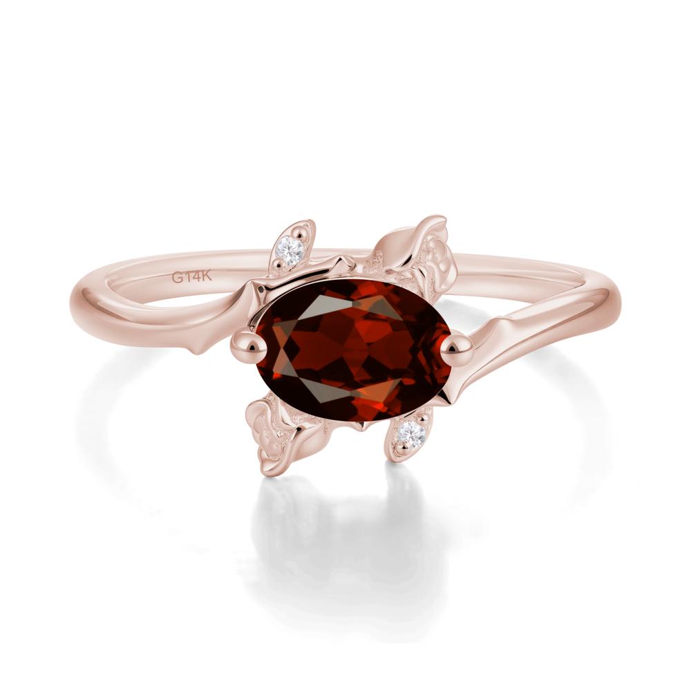 Floral Oval Cut Garnet Engagement Ring - LUO Jewelry #metal_14k rose gold
