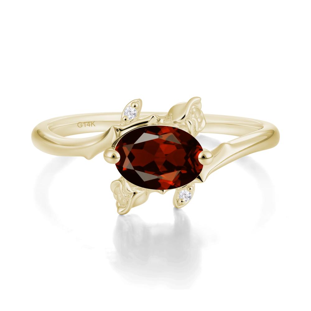 Floral Oval Cut Garnet Engagement Ring - LUO Jewelry #metal_14k yellow gold