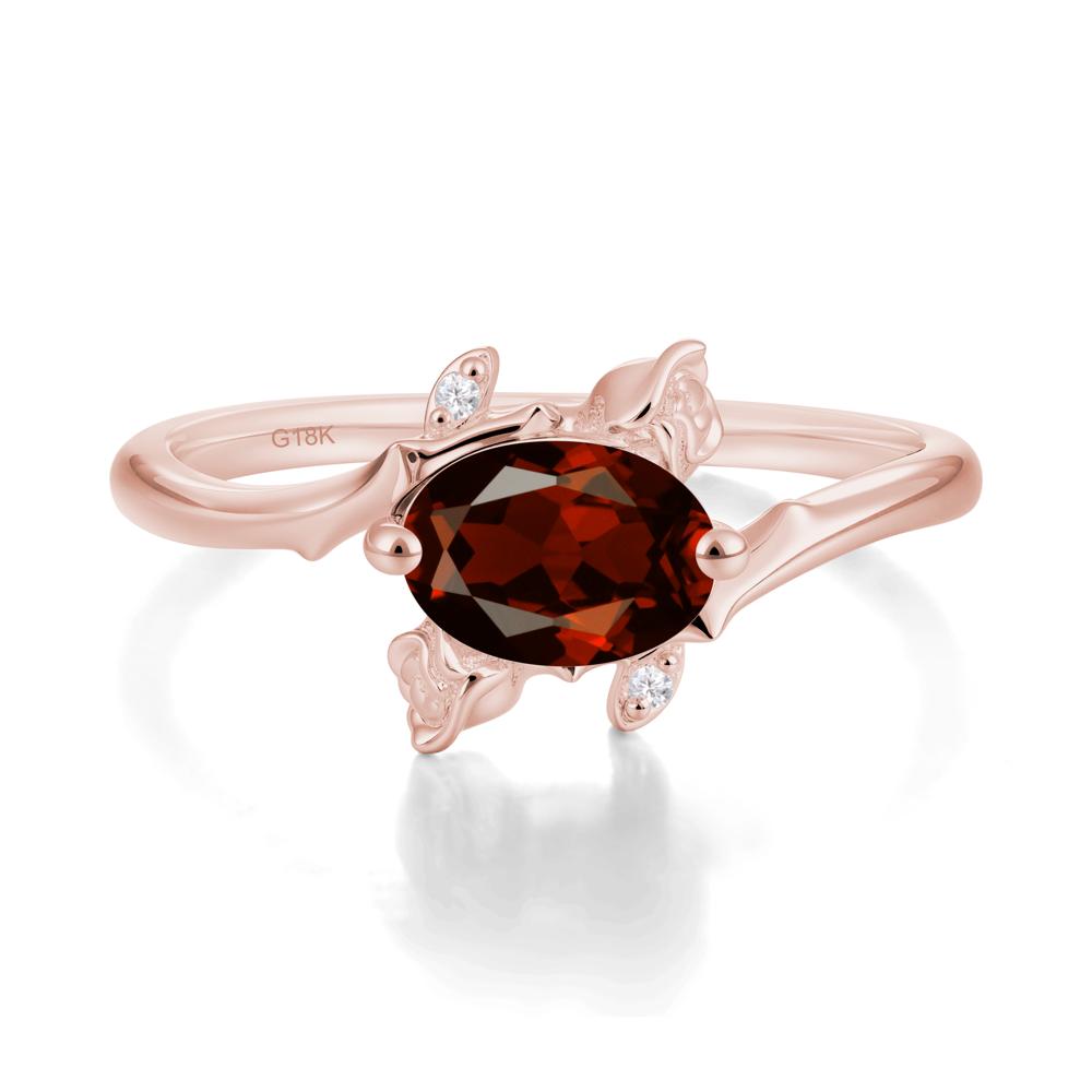Floral Oval Cut Garnet Engagement Ring - LUO Jewelry #metal_18k rose gold