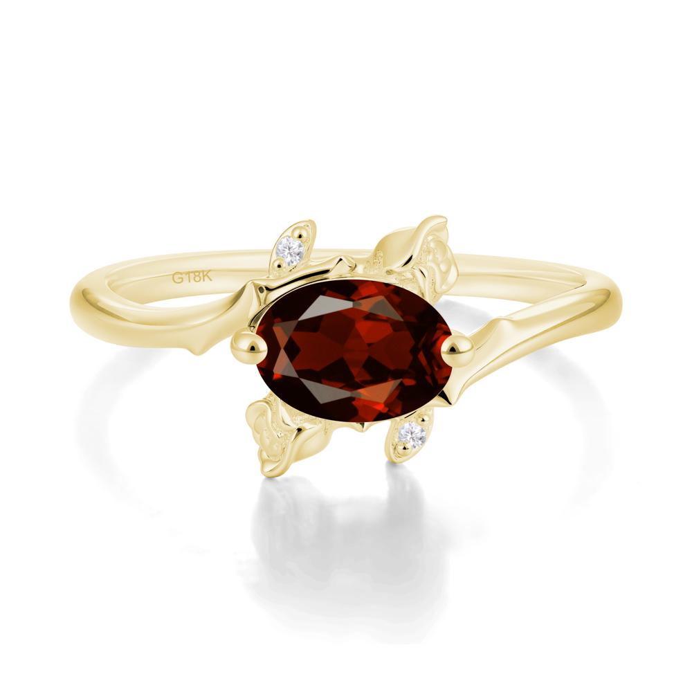 Floral Oval Cut Garnet Engagement Ring - LUO Jewelry #metal_18k yellow gold
