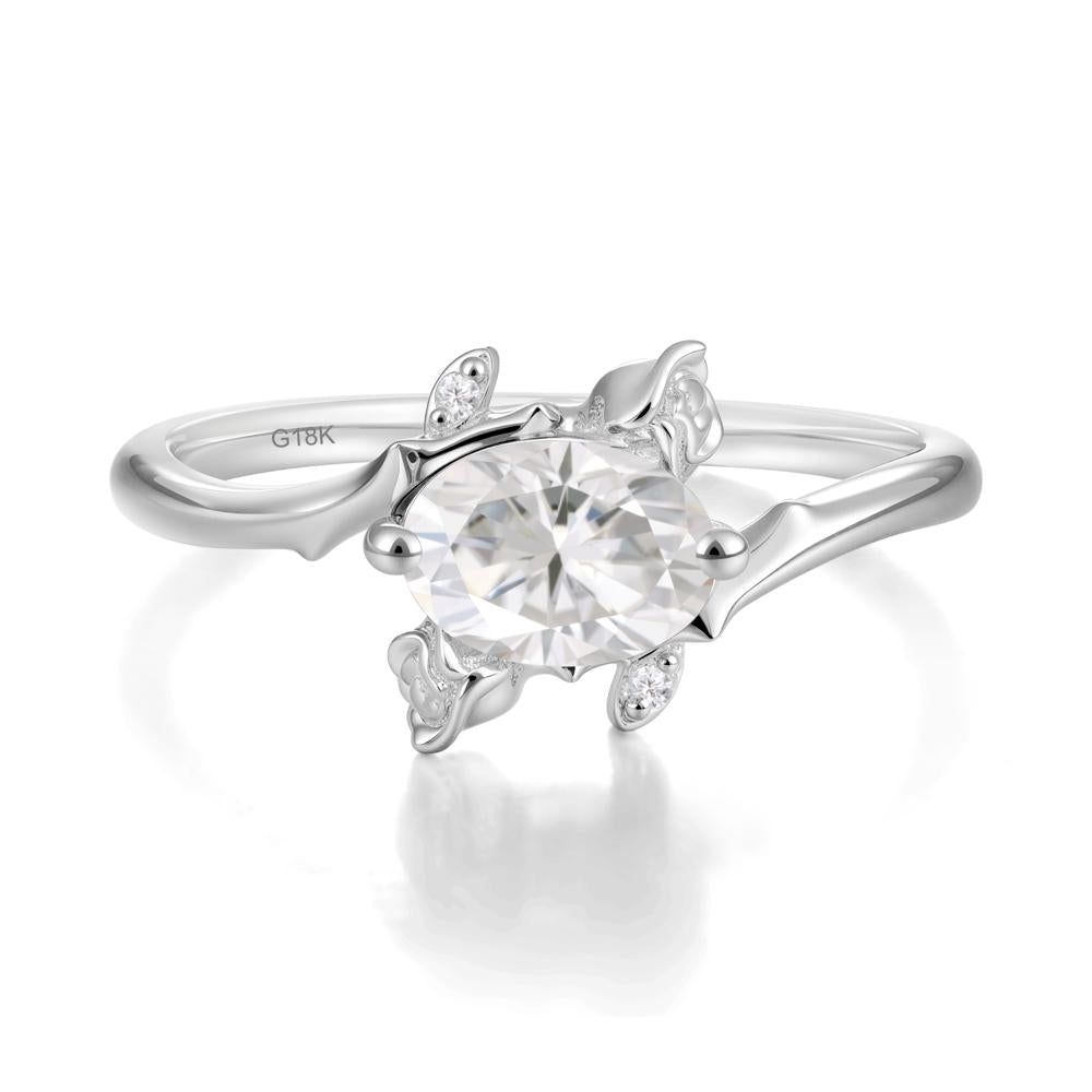 Romantic Floral Moissanite Ring - LUO Jewelry #metal_18k white gold