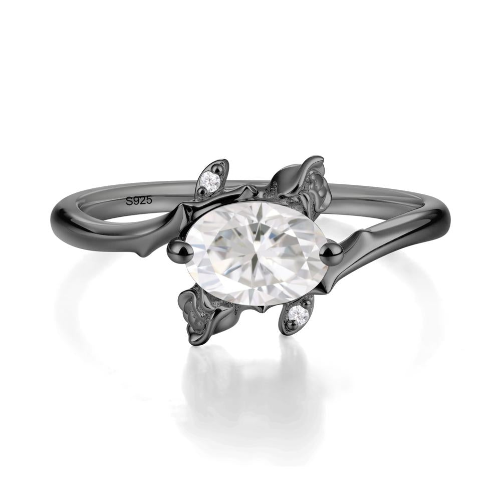 Romantic Floral Moissanite Ring - LUO Jewelry #metal_black finish sterling silver
