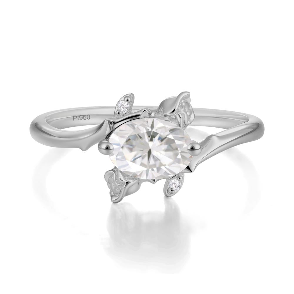 Romantic Floral Moissanite Ring - LUO Jewelry #metal_platinum