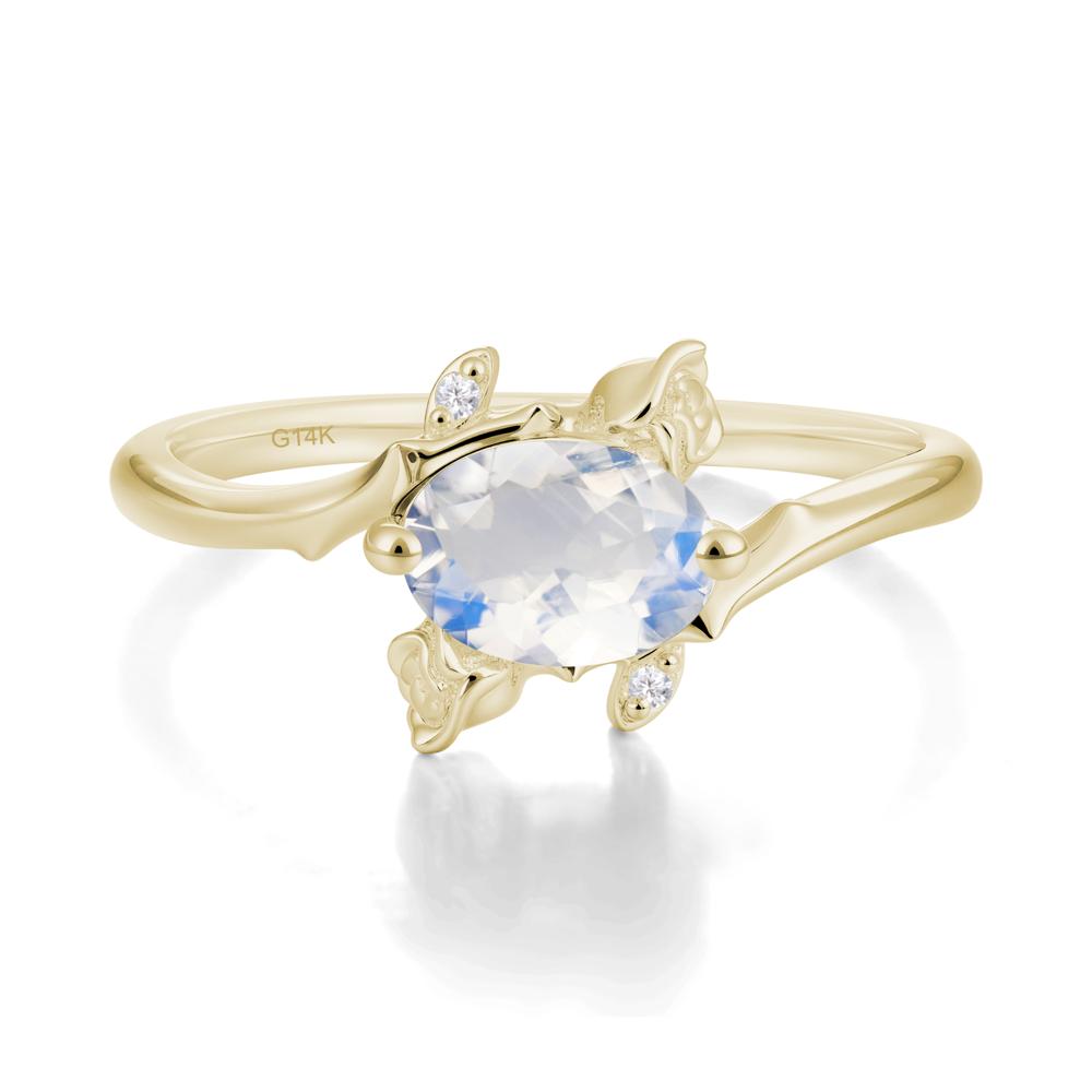 Floral Oval Cut Moonstone Engagement Ring - LUO Jewelry #metal_14k yellow gold