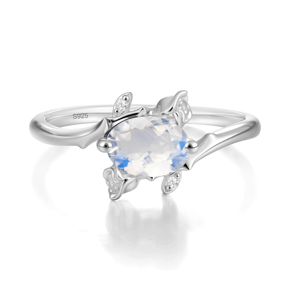 Floral Oval Cut Moonstone Engagement Ring - LUO Jewelry #metal_sterling silver