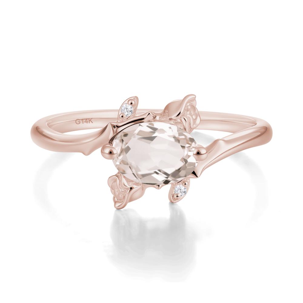 Floral Oval Cut Morganite Engagement Ring - LUO Jewelry #metal_14k rose gold