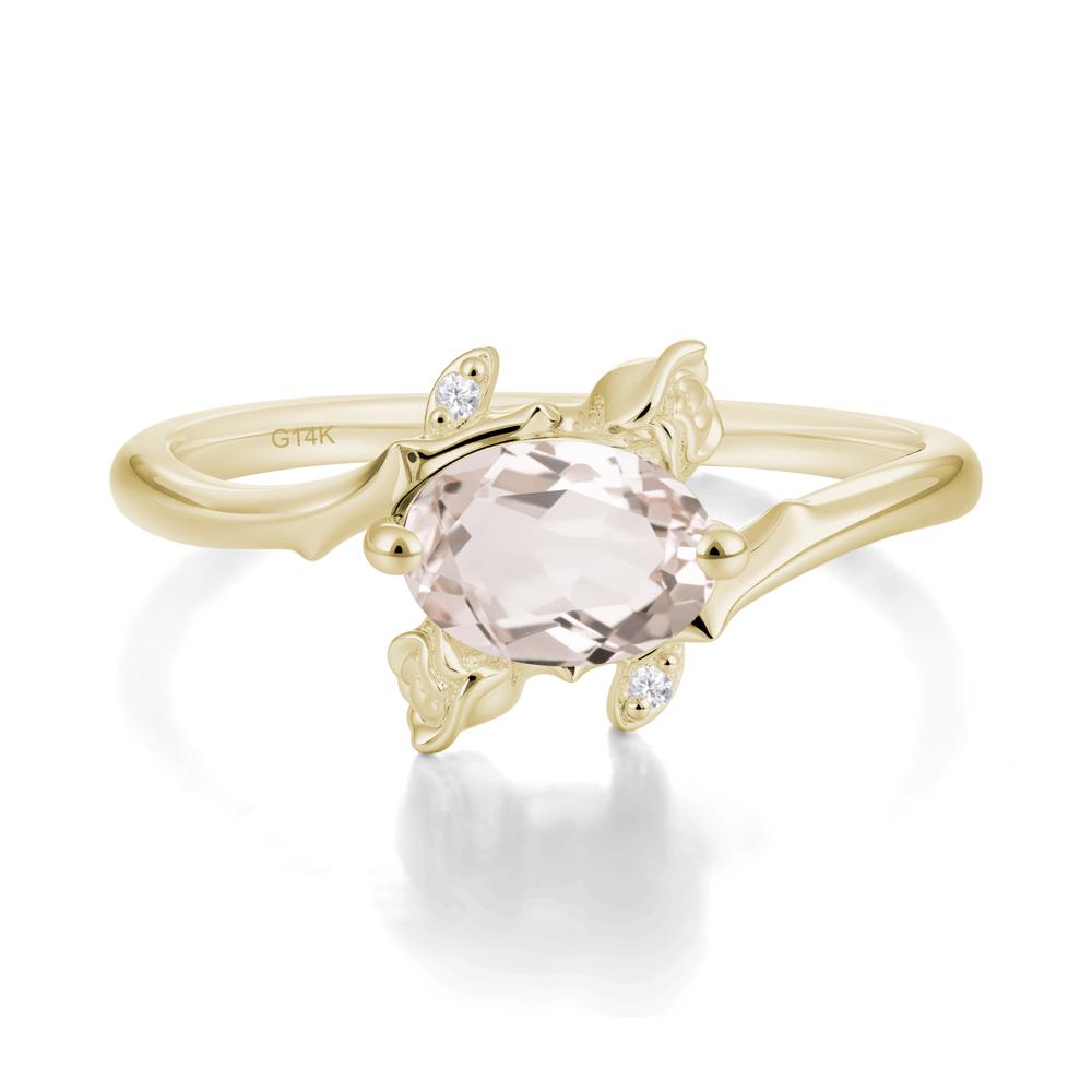 Floral Oval Cut Morganite Engagement Ring - LUO Jewelry #metal_14k yellow gold