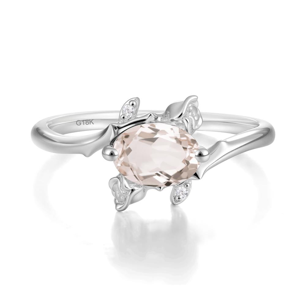 Floral Oval Cut Morganite Engagement Ring - LUO Jewelry #metal_18k white gold