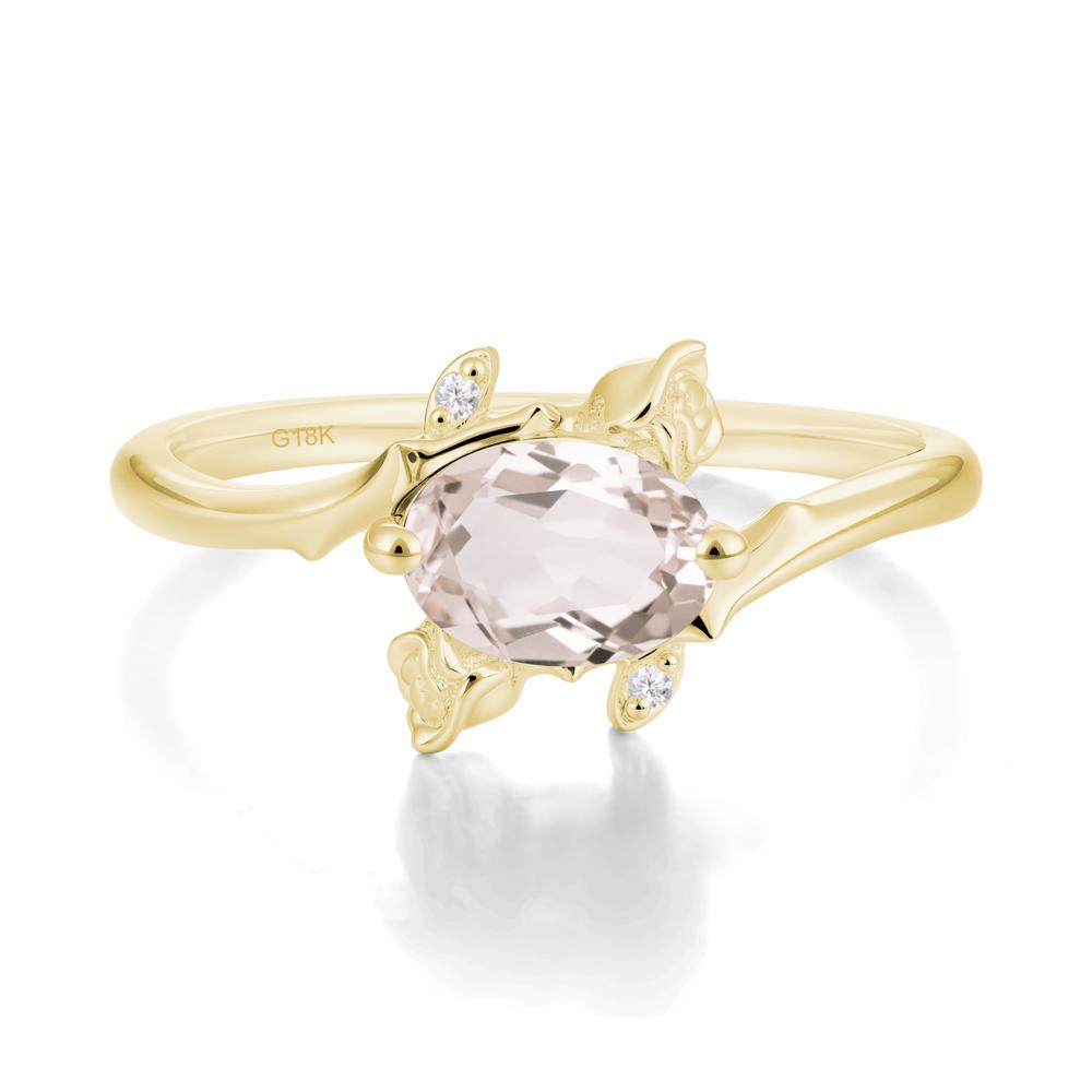 Floral Oval Cut Morganite Engagement Ring - LUO Jewelry #metal_18k yellow gold