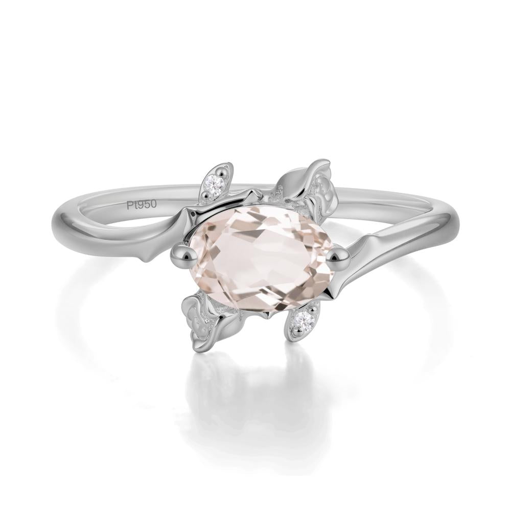 Floral Oval Cut Morganite Engagement Ring - LUO Jewelry #metal_platinum