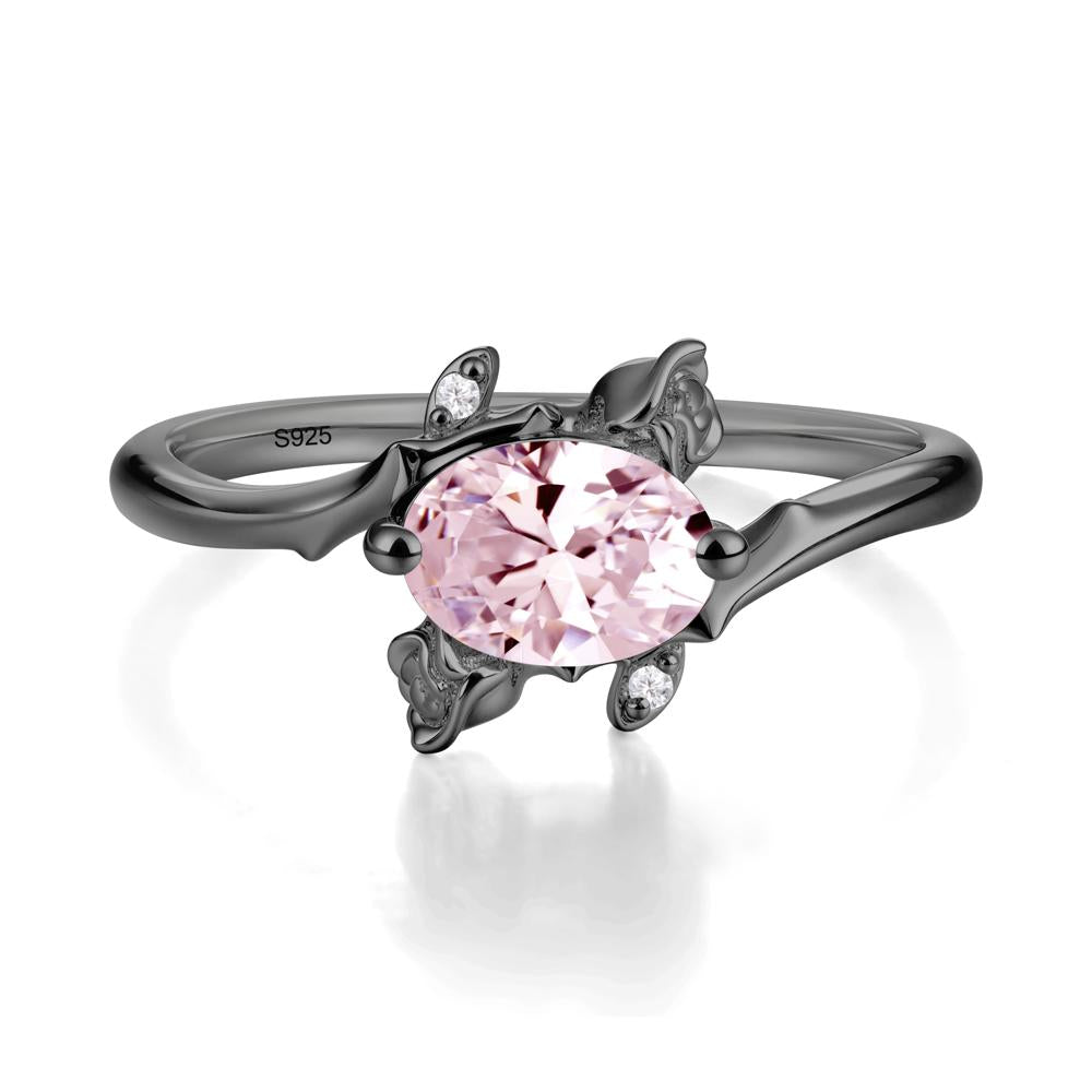 Romantic Floral Pink Cubic Zirconia Ring - LUO Jewelry #metal_black finish sterling silver