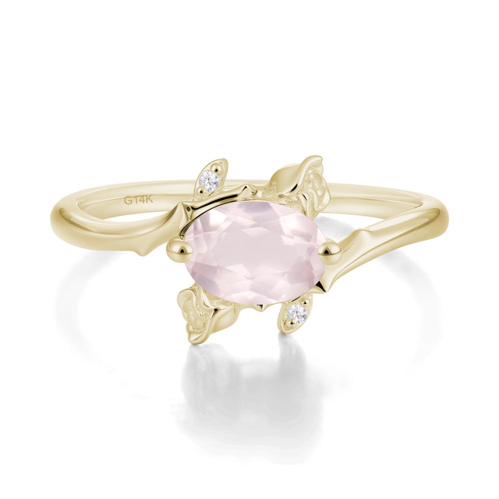 Romantic Floral Rose Quartz Ring - LUO Jewelry #metal_14k yellow gold