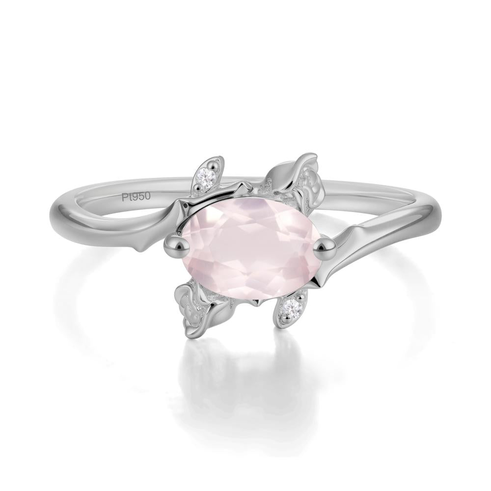 Romantic Floral Rose Quartz Ring - LUO Jewelry #metal_platinum