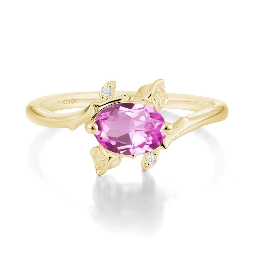 Romantic Floral Pink Sapphire Ring - LUO Jewelry #metal_18k yellow gold