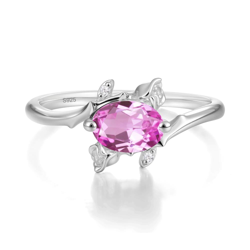 Romantic Floral Pink Sapphire Ring - LUO Jewelry #metal_sterling silver