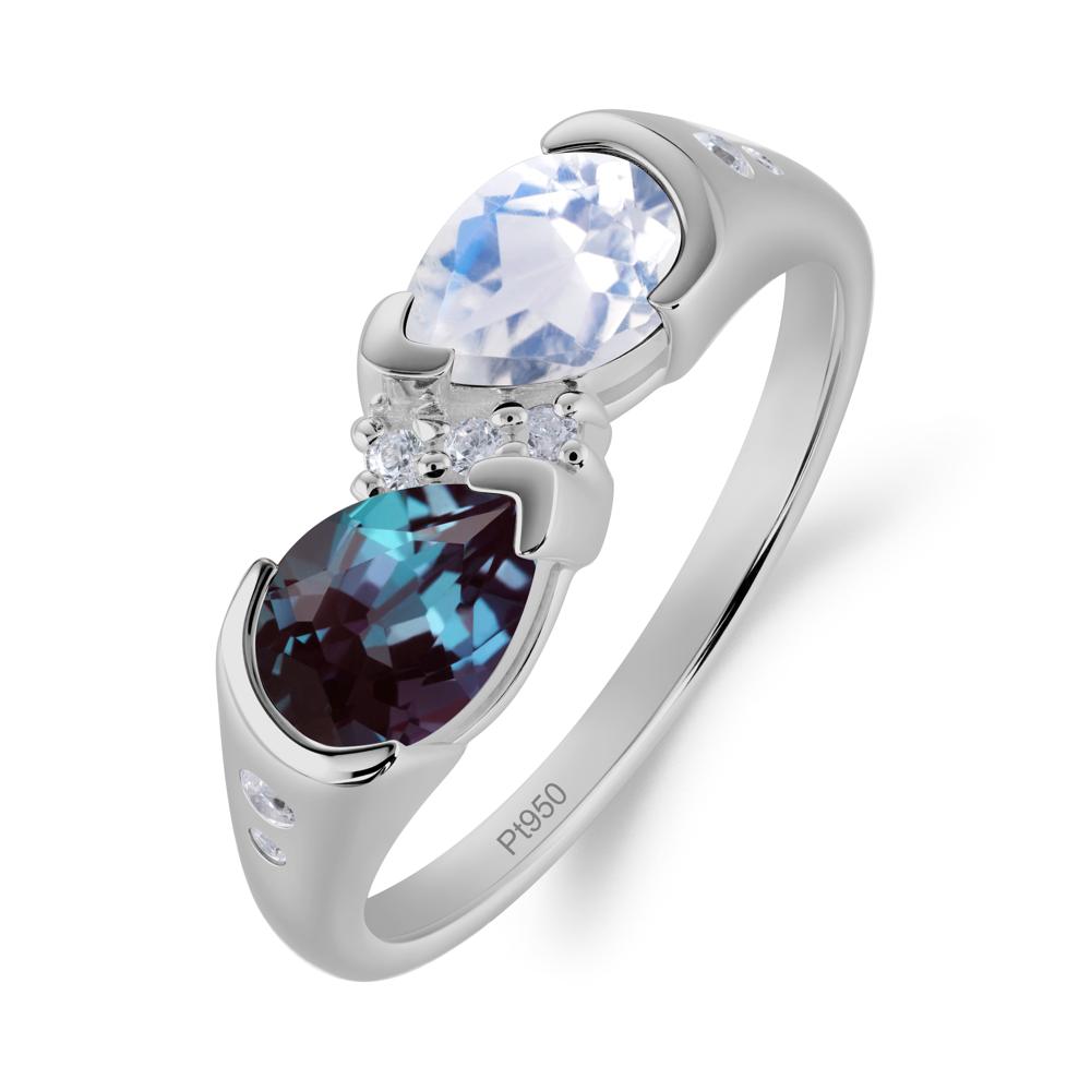 Toi Et Moi Bezel Alexandrite and Moonstone Promise Ring - LUO Jewelry #metal_platinum