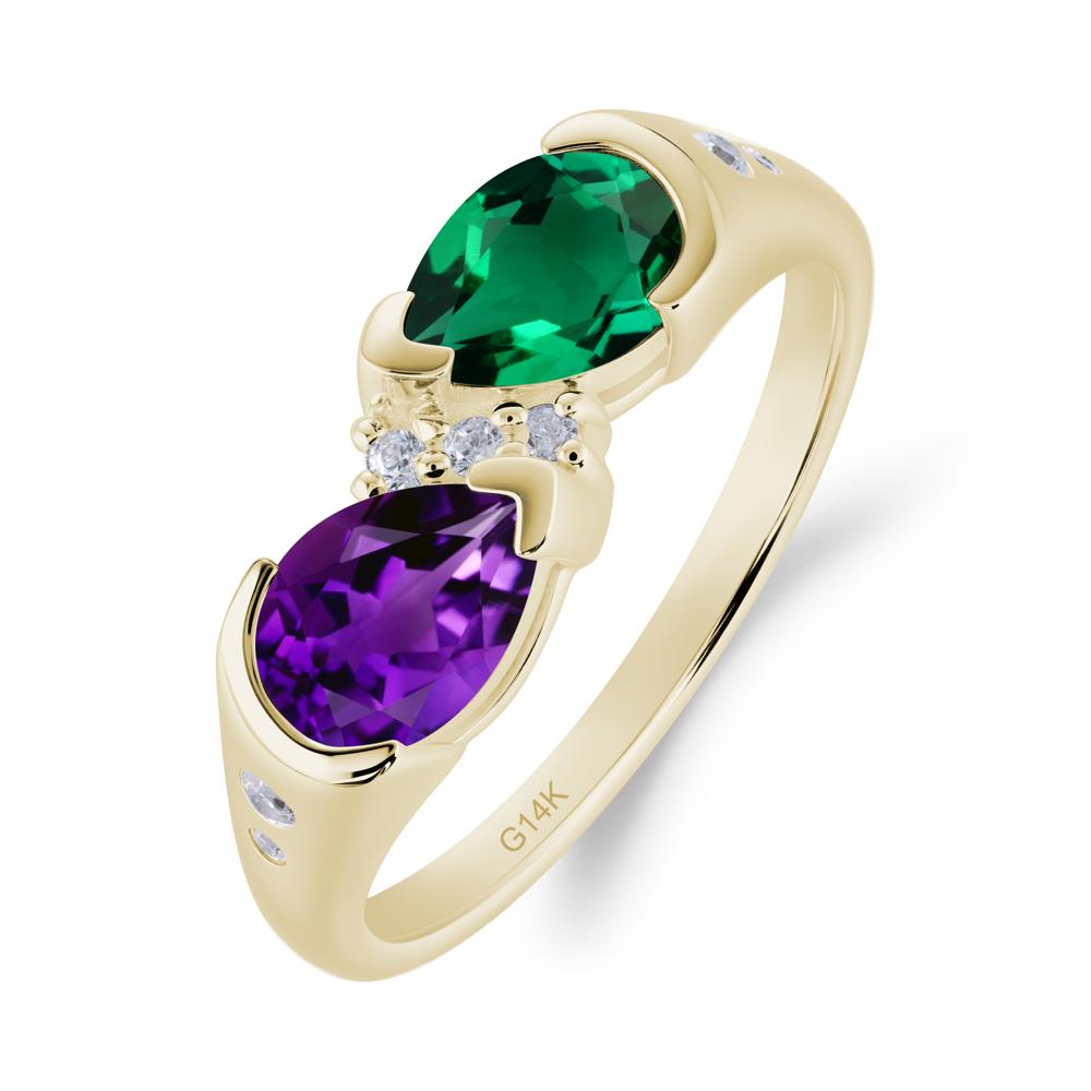 Toi Et Moi Bezel Amethyst and Emerald Promise Ring - LUO Jewelry #metal_14k yellow gold