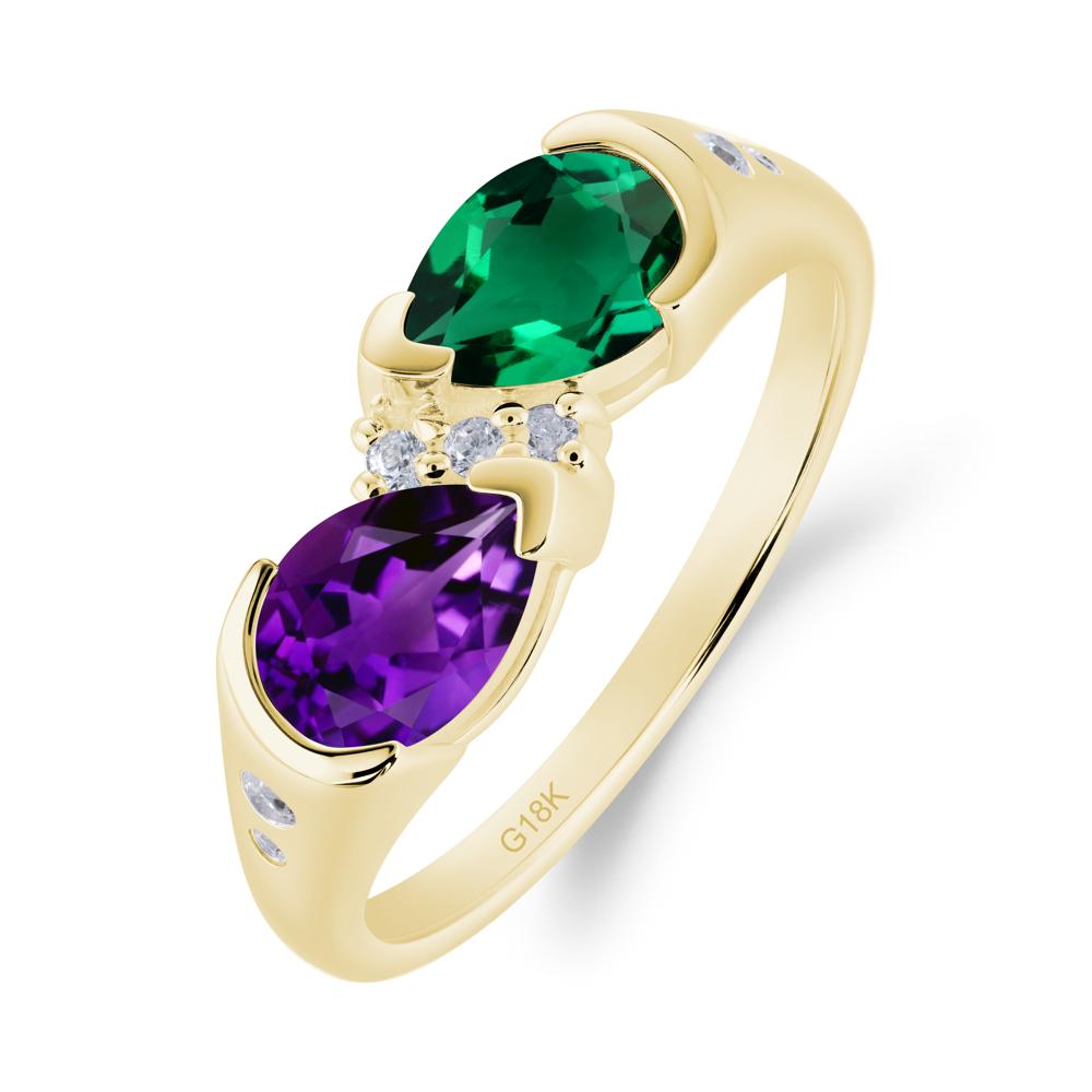 Toi Et Moi Bezel Amethyst and Emerald Promise Ring - LUO Jewelry #metal_18k yellow gold