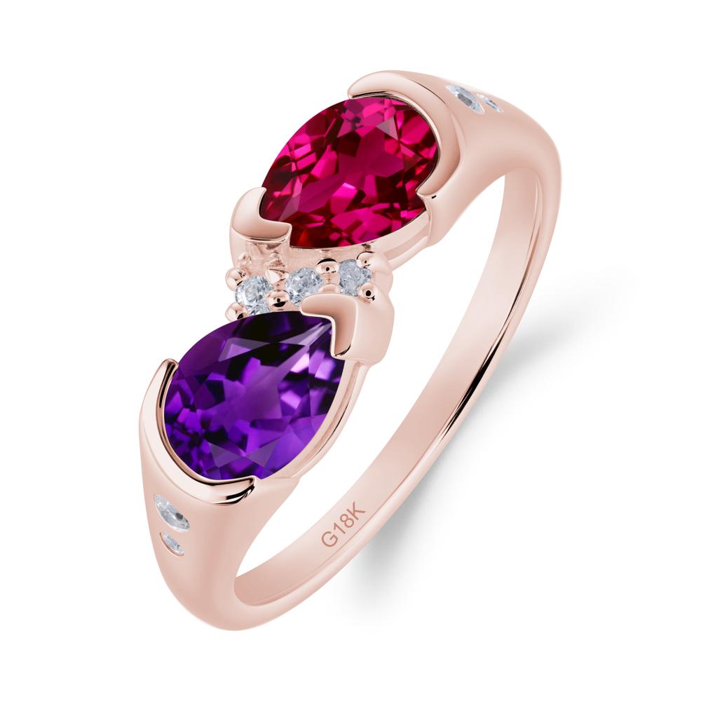 Toi Et Moi Bezel Amethyst and Ruby Promise Ring - LUO Jewelry #metal_18k rose gold
