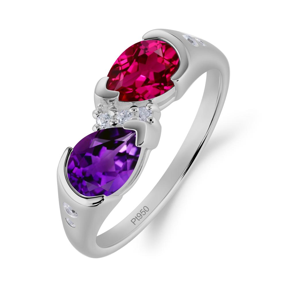 Toi Et Moi Bezel Amethyst and Ruby Promise Ring - LUO Jewelry #metal_platinum