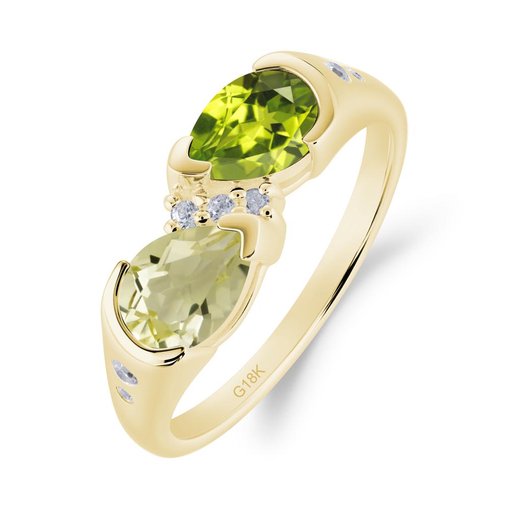 Toi Et Moi Pear Cut Lemon Quartz and Peridot Ring - LUO Jewelry #metal_18k yellow gold