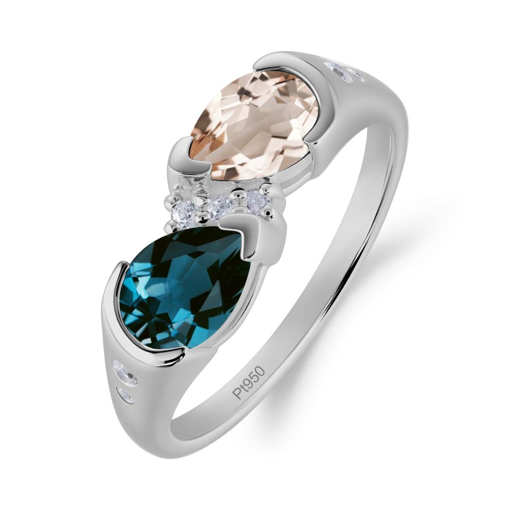 Toi Et Moi Bezel London Blue Topaz and Morganite Promise Ring - LUO Jewelry #metal_platinum