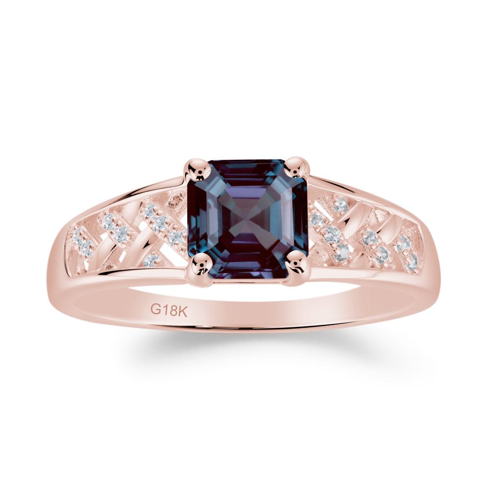 Asscher Cut Braided Design Alexandrite Engagement Ring - LUO Jewelry #metal_18k rose gold