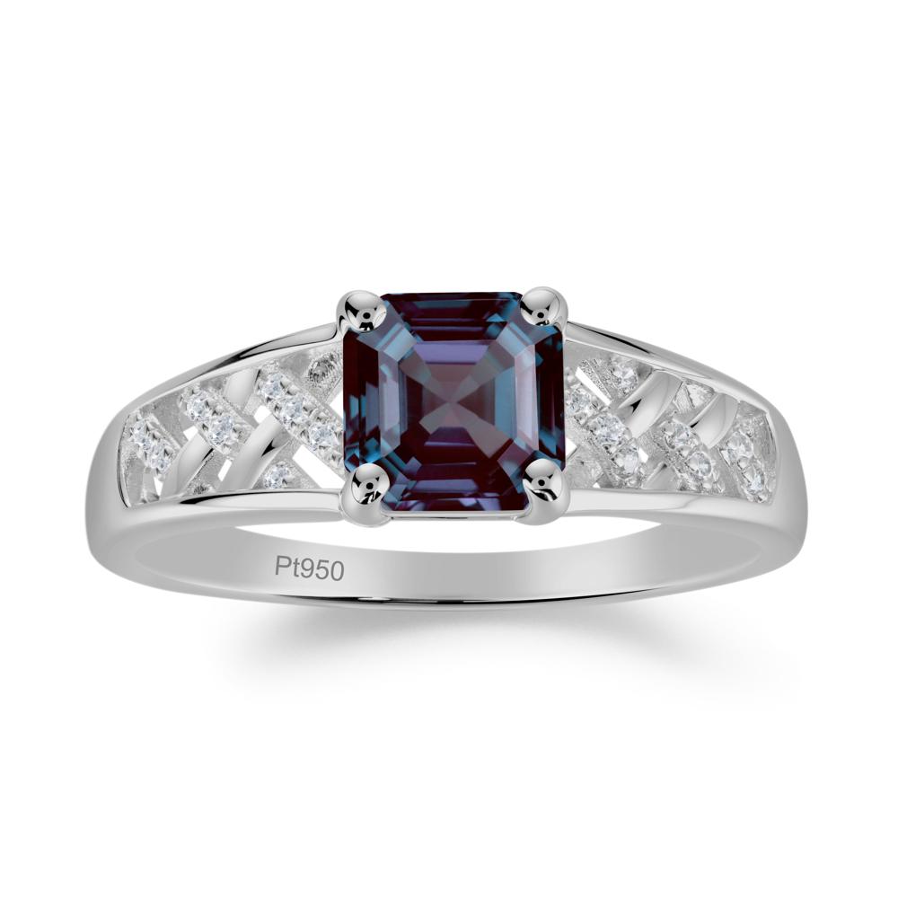 Asscher Cut Braided Design Alexandrite Engagement Ring - LUO Jewelry #metal_platinum