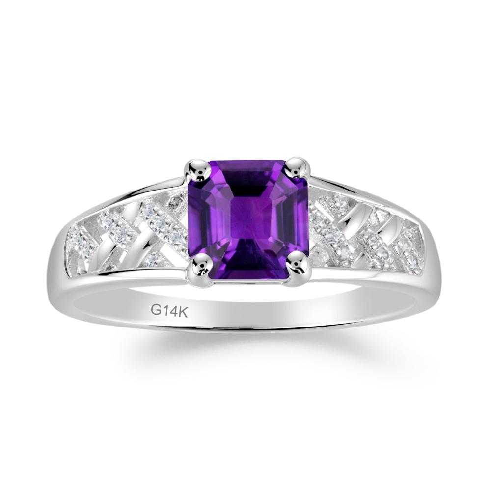 Delicate Amethyst Promise Ring - LUO Jewelry #metal_14k white gold